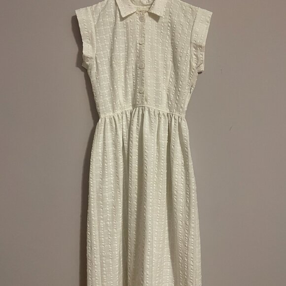Christy Dawn Piper Shirt Dress "Ivory Seersucker" white Small S 2 4 - Picture 2 of 4